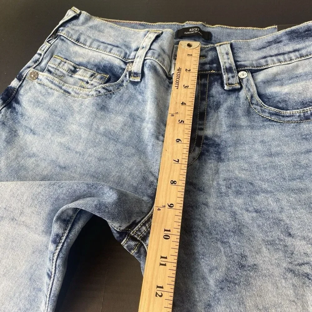True Religion Men's Ricky Relaxed Straight Jeans Shorts Sz 32 Blue 107220R New